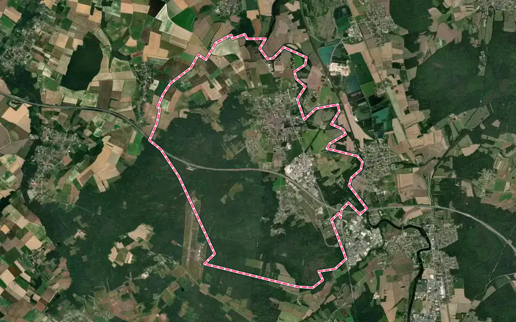 Vue satellite de Appoigny avec ses contours administratifs