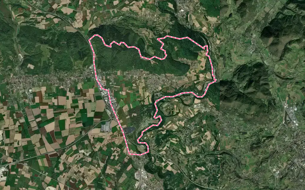 Vue satellite de Apprieu avec ses contours administratifs