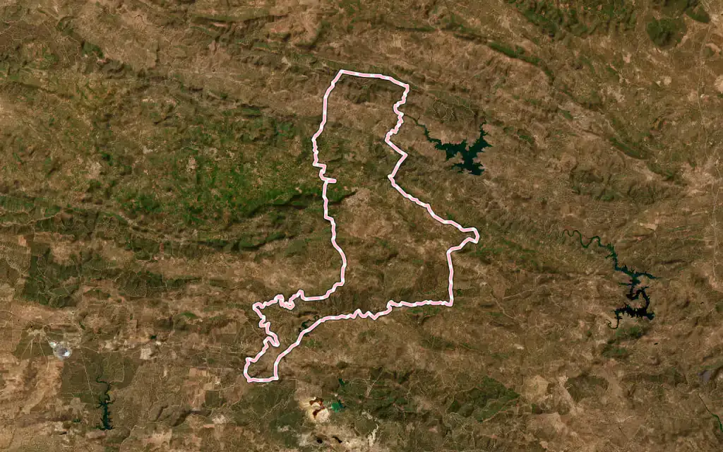 Vista satélite de Aracena con su contorno administrativo