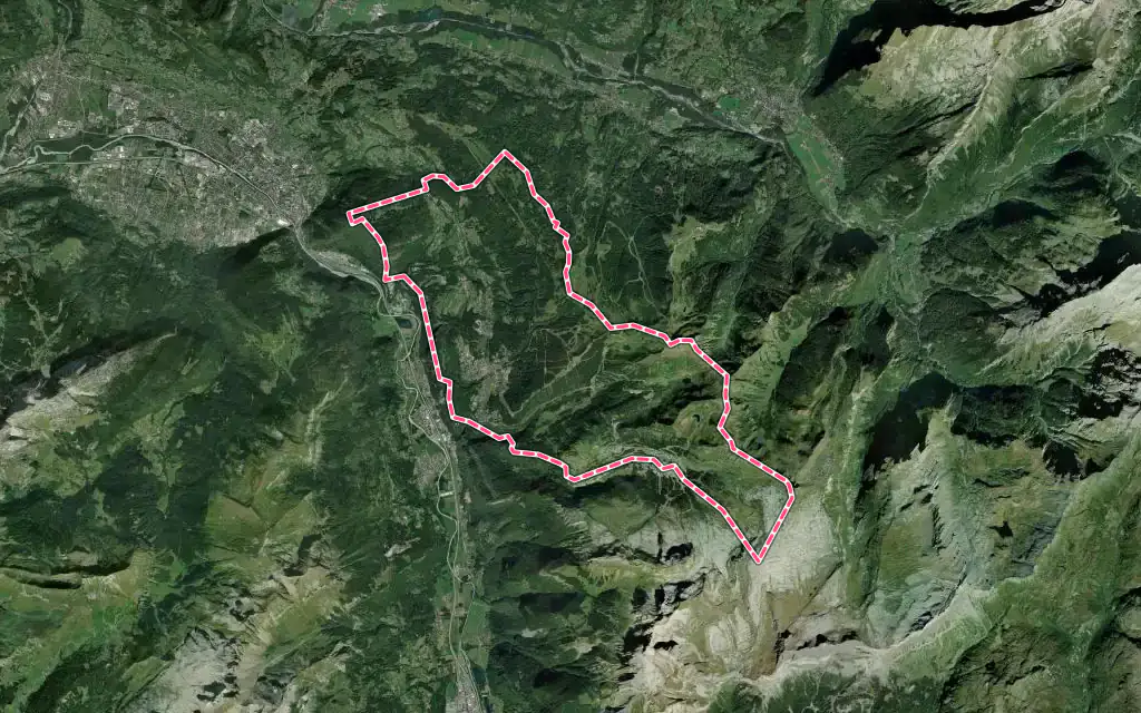 Vue satellite de Arâches-la-Frasse avec ses contours administratifs
