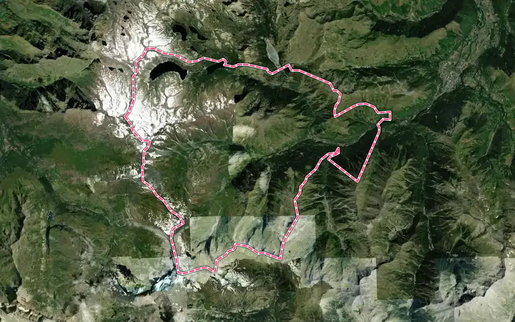 Vue satellite de Aragnouet avec ses contours administratifs