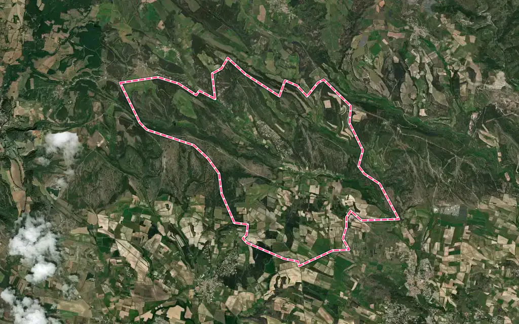 Vue satellite de Aragon avec ses contours administratifs