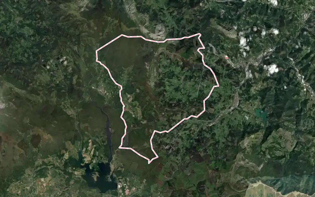 Vista satélite de Aramaio con su contorno administrativo
