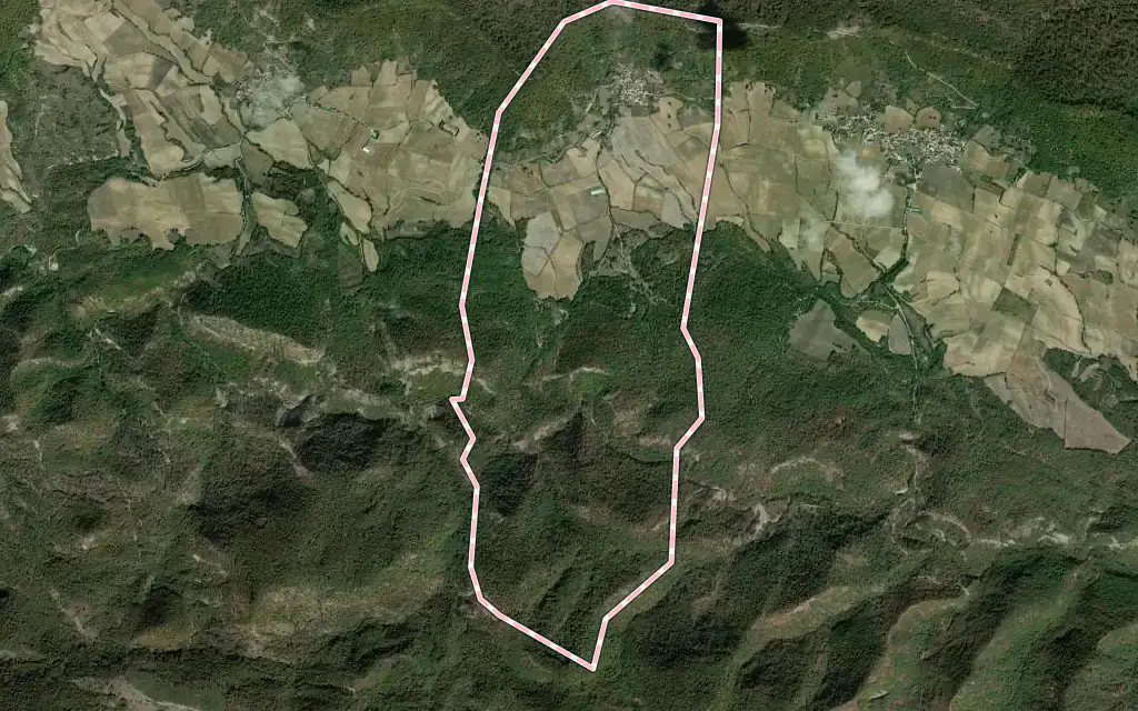 Vista satélite de Aranarache / Aranaratxe con su contorno administrativo