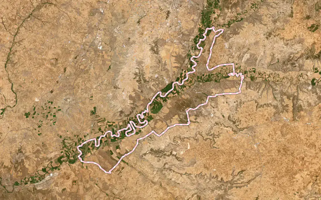 Vista satélite de Aranjuez con su contorno administrativo