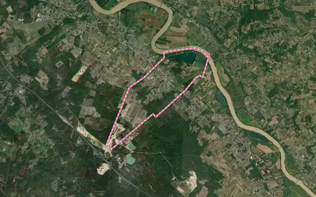 Vue satellite de Arbanats avec ses contours administratifs