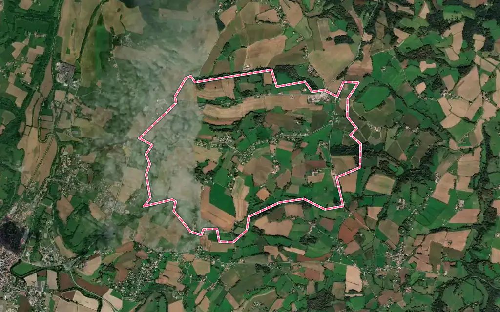 Vue satellite de Arbérats-Sillègue avec ses contours administratifs