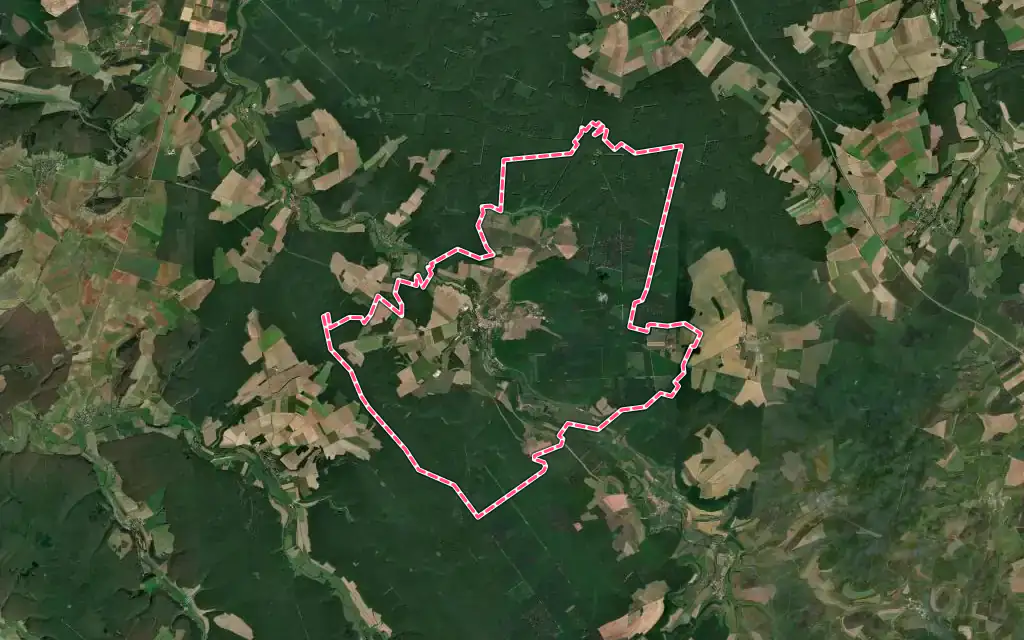 Vue satellite de Arc-en-Barrois avec ses contours administratifs