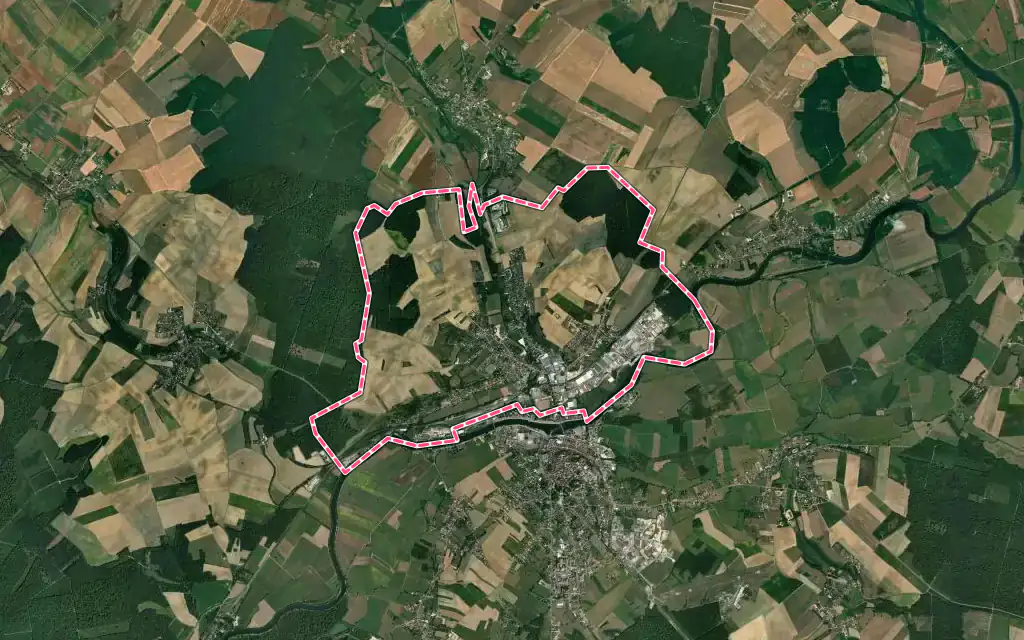 Vue satellite de Arc-lès-Gray avec ses contours administratifs