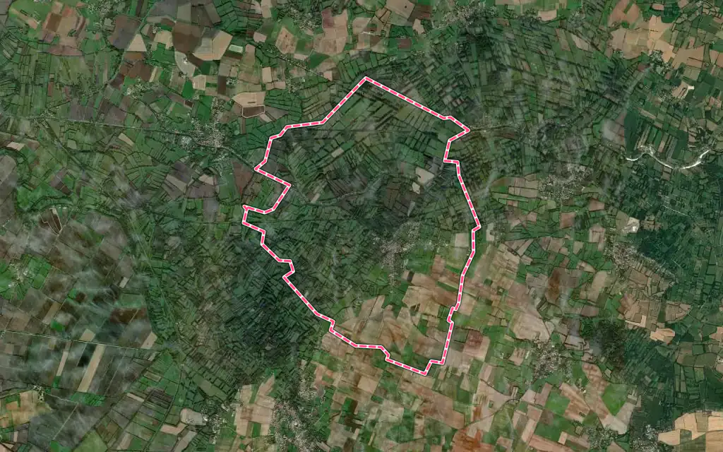 Vue satellite de Arçais avec ses contours administratifs