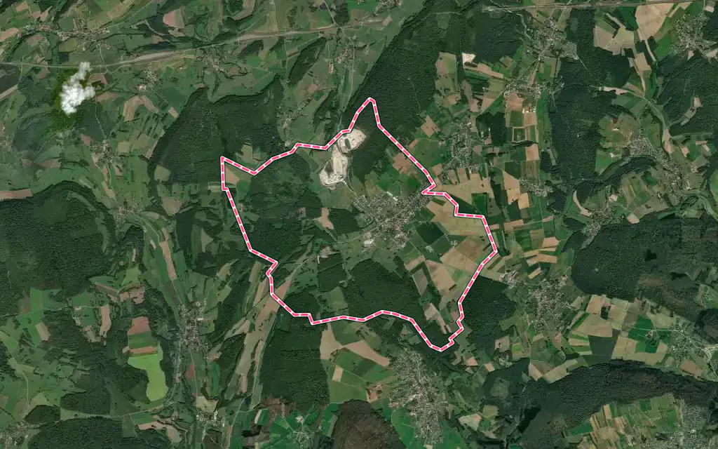Vue satellite de Arcey avec ses contours administratifs