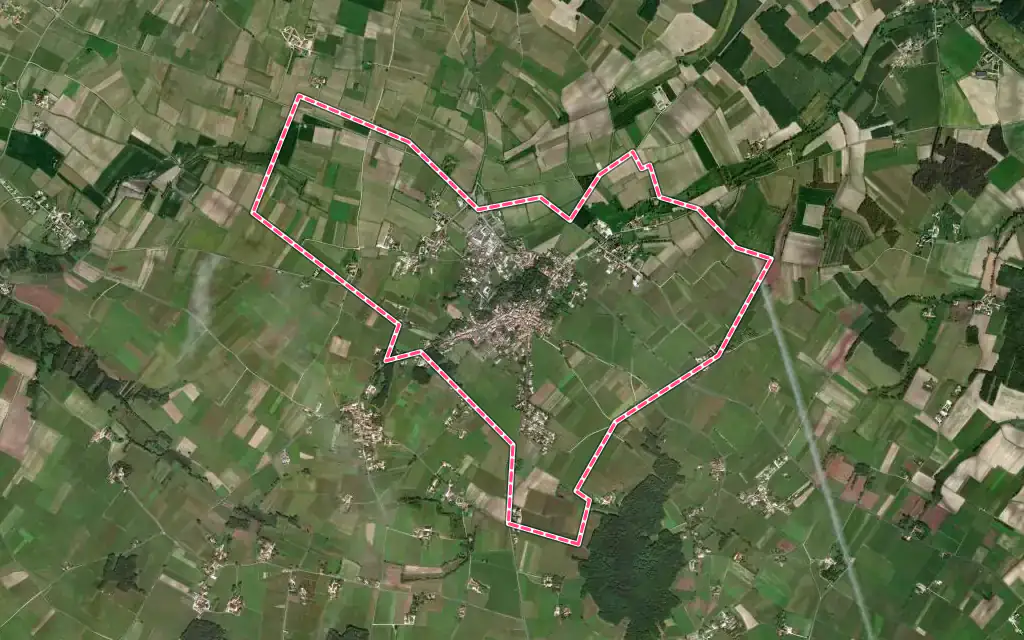 Vue satellite de Archiac avec ses contours administratifs