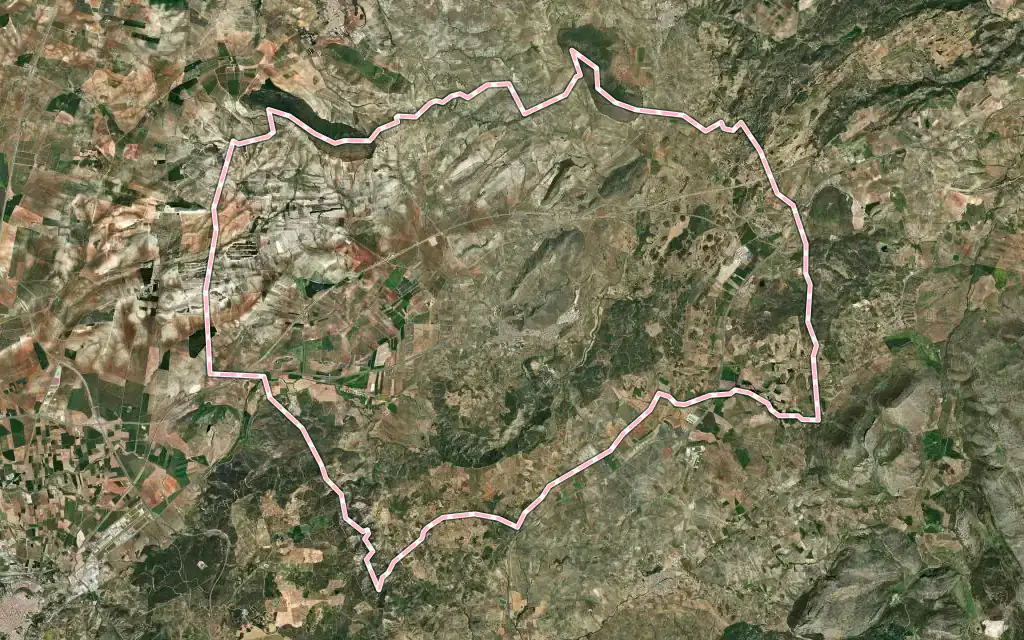 Vista satélite de Archidona con su contorno administrativo