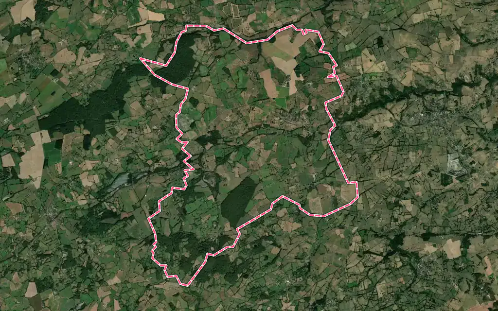Vue satellite de Archignat avec ses contours administratifs