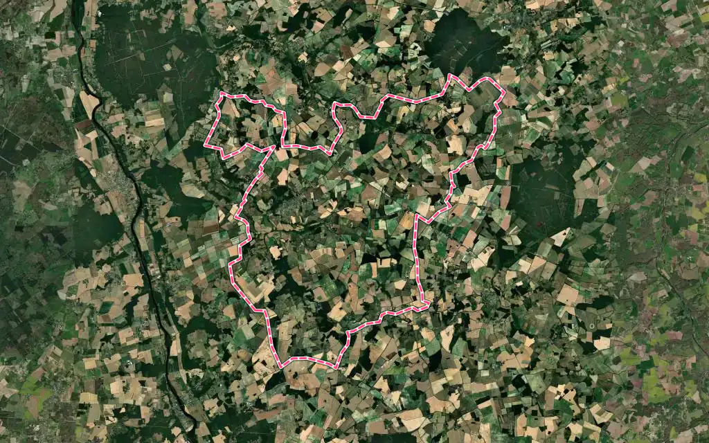 Vue satellite de Archigny avec ses contours administratifs