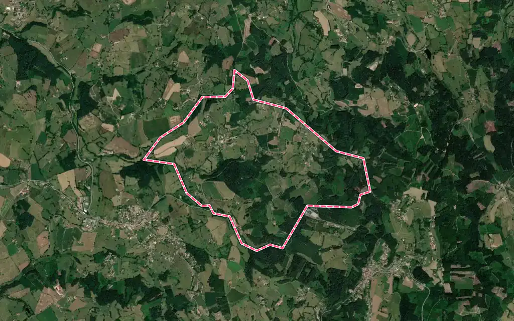 Vue satellite de Arcinges avec ses contours administratifs