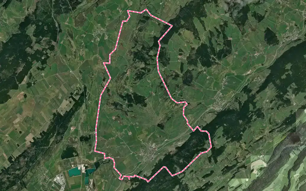 Vue satellite de Arçon avec ses contours administratifs