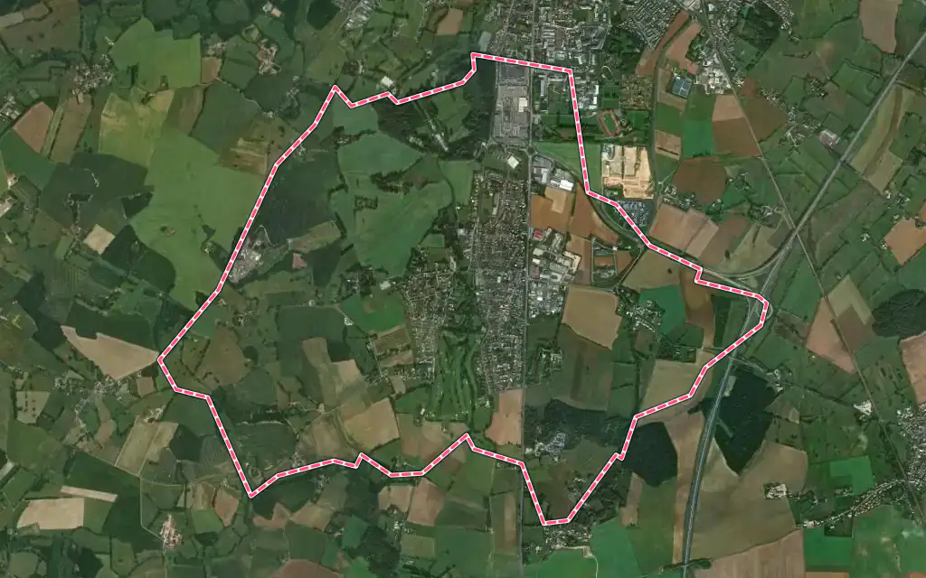 Vue satellite de Arçonnay avec ses contours administratifs