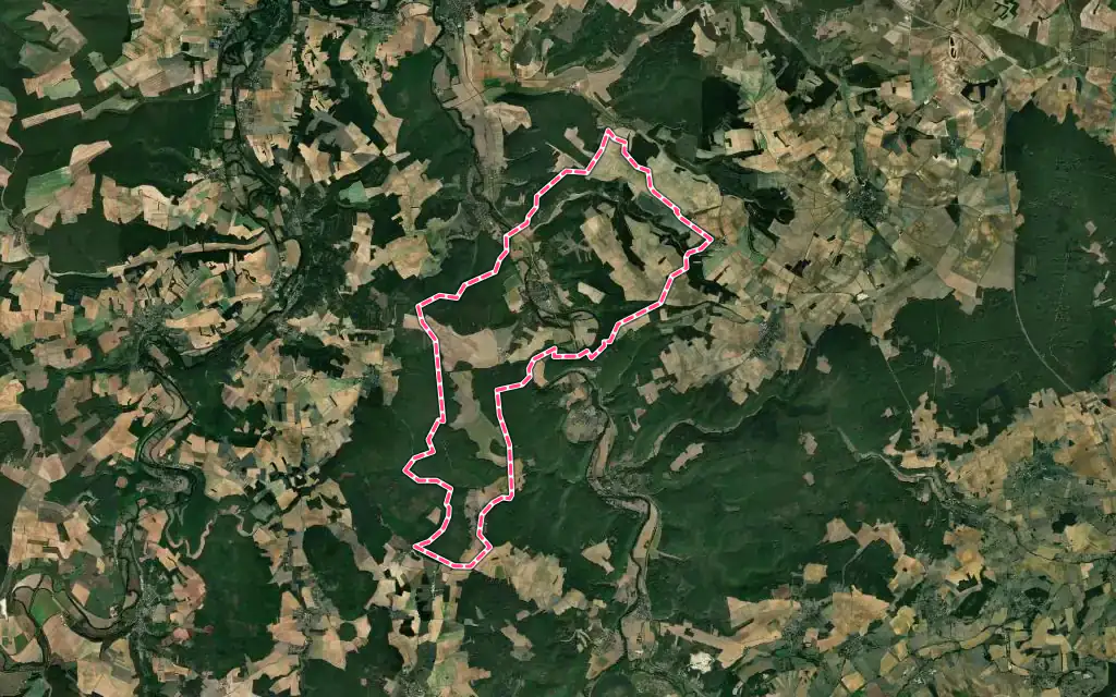 Vue satellite de Arcy-sur-Cure avec ses contours administratifs