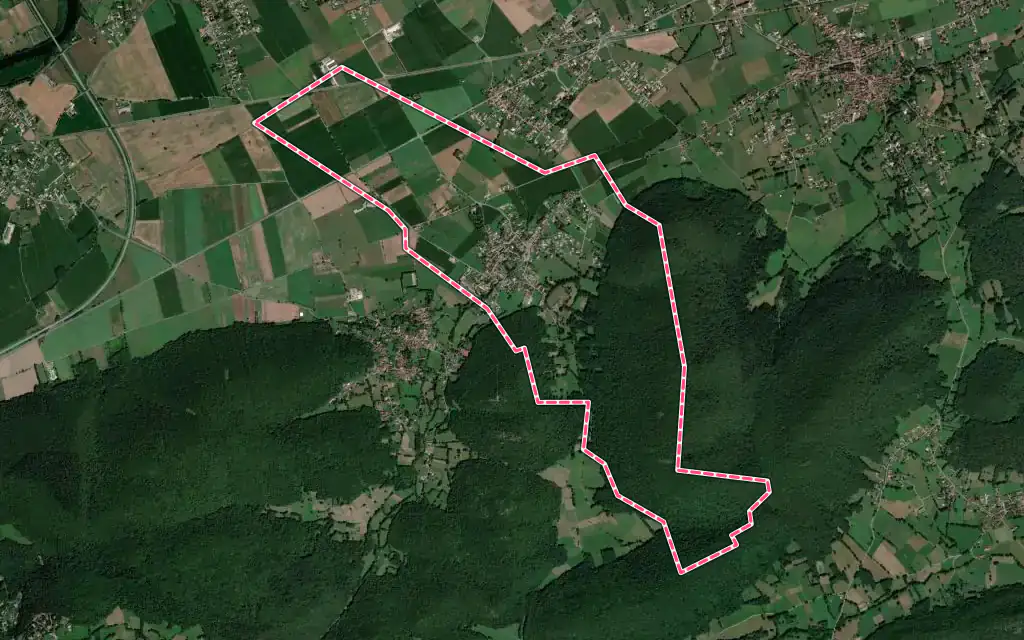 Vue satellite de Ardiège avec ses contours administratifs