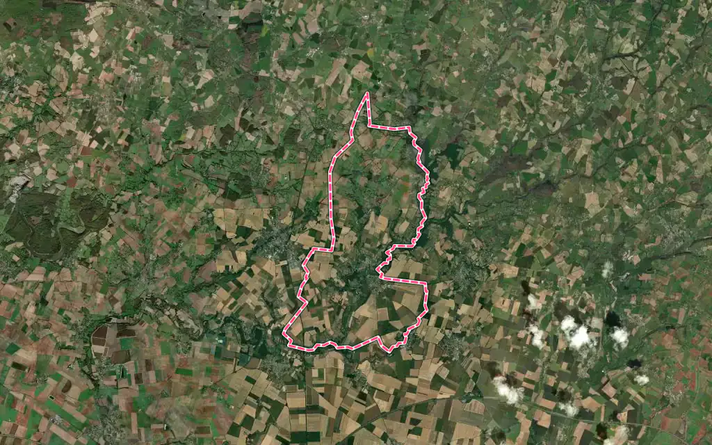 Vue satellite de Ardin avec ses contours administratifs