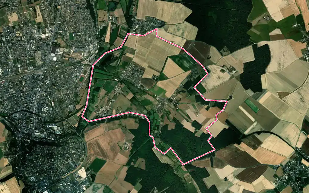 Vue satellite de Areines avec ses contours administratifs