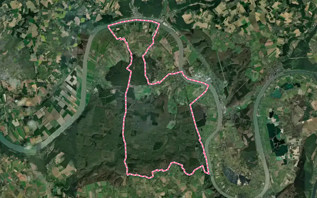Vue satellite de Arelaune-en-Seine avec ses contours administratifs