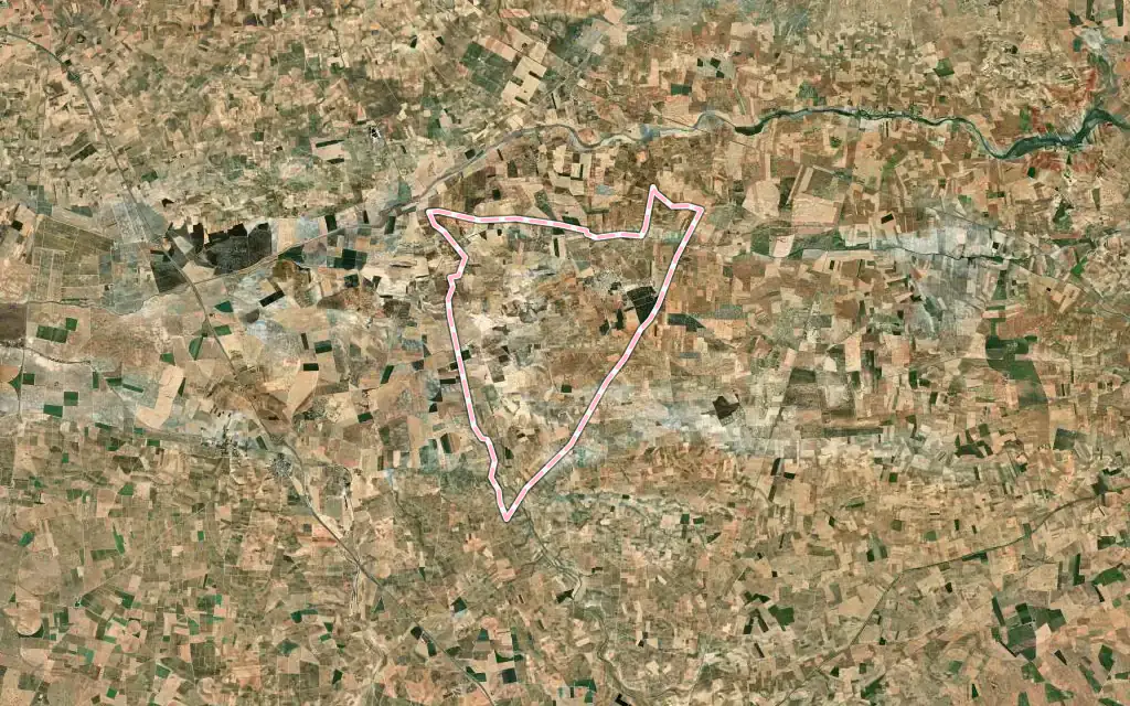 Vista satélite de Arenales de San Gregorio con su contorno administrativo