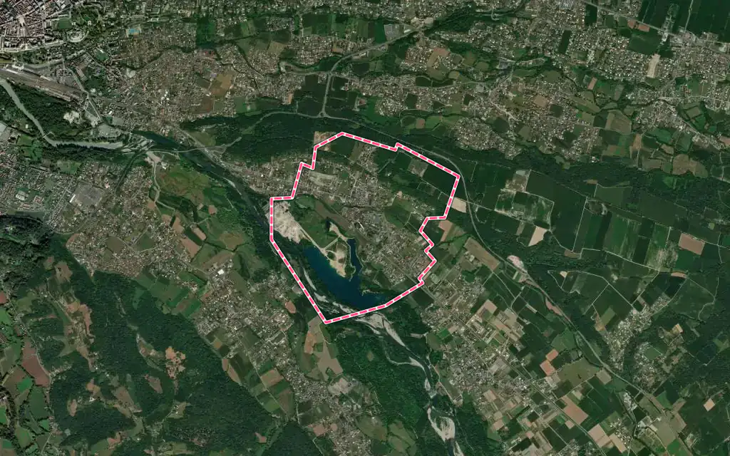 Vue satellite de Aressy avec ses contours administratifs