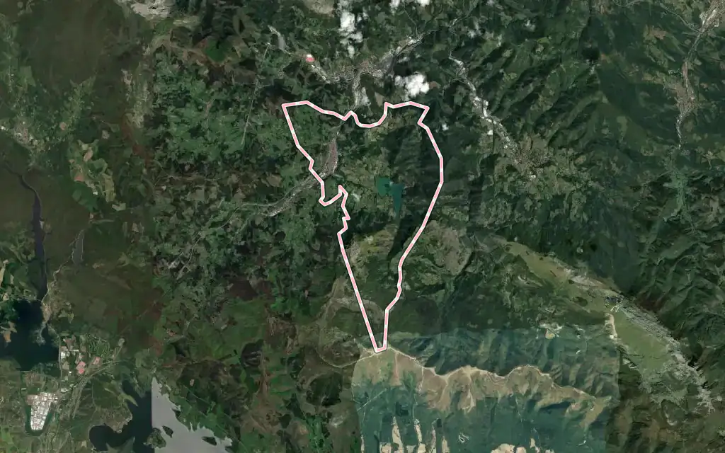 Vista satélite de Aretxabaleta con su contorno administrativo