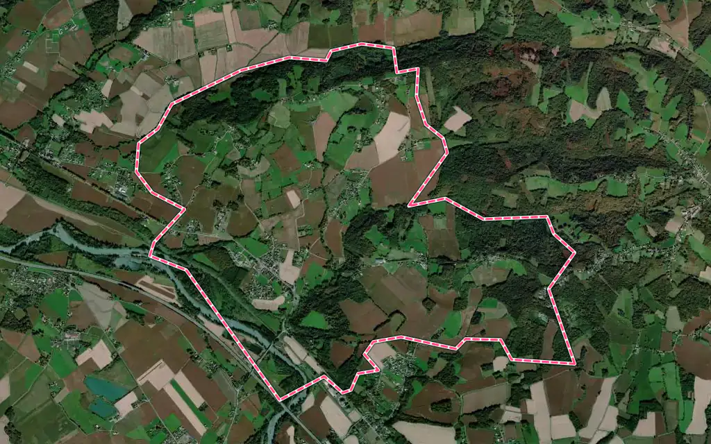 Vue satellite de Argagnon avec ses contours administratifs