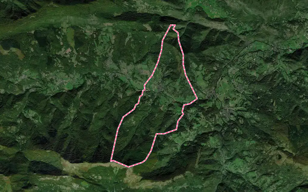 Vue satellite de Argein avec ses contours administratifs