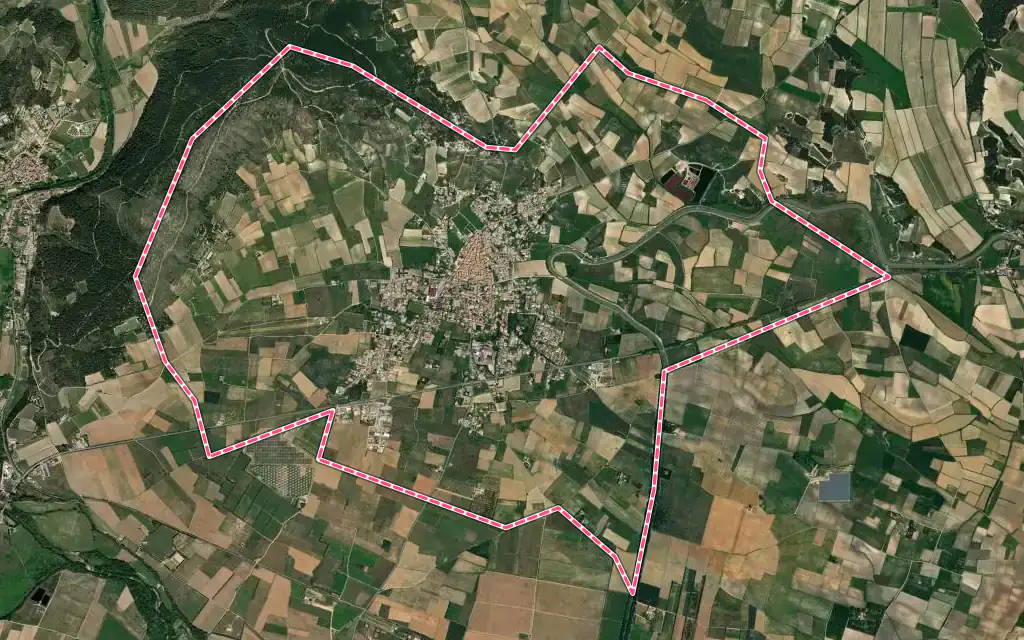 Vue satellite de Argeliers avec ses contours administratifs