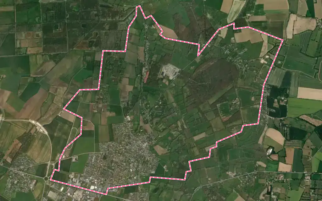 Vue satellite de Argences avec ses contours administratifs
