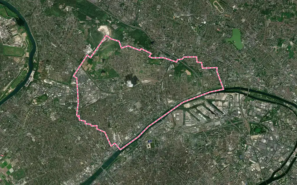 Vue satellite de Argenteuil avec ses contours administratifs
