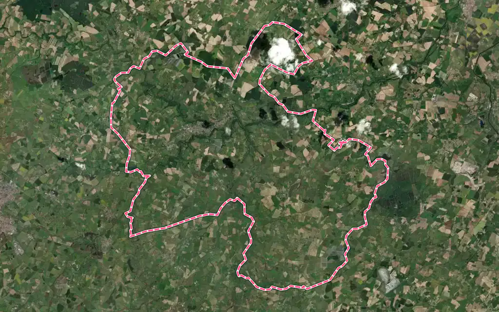 Vue satellite de Argentonnay avec ses contours administratifs