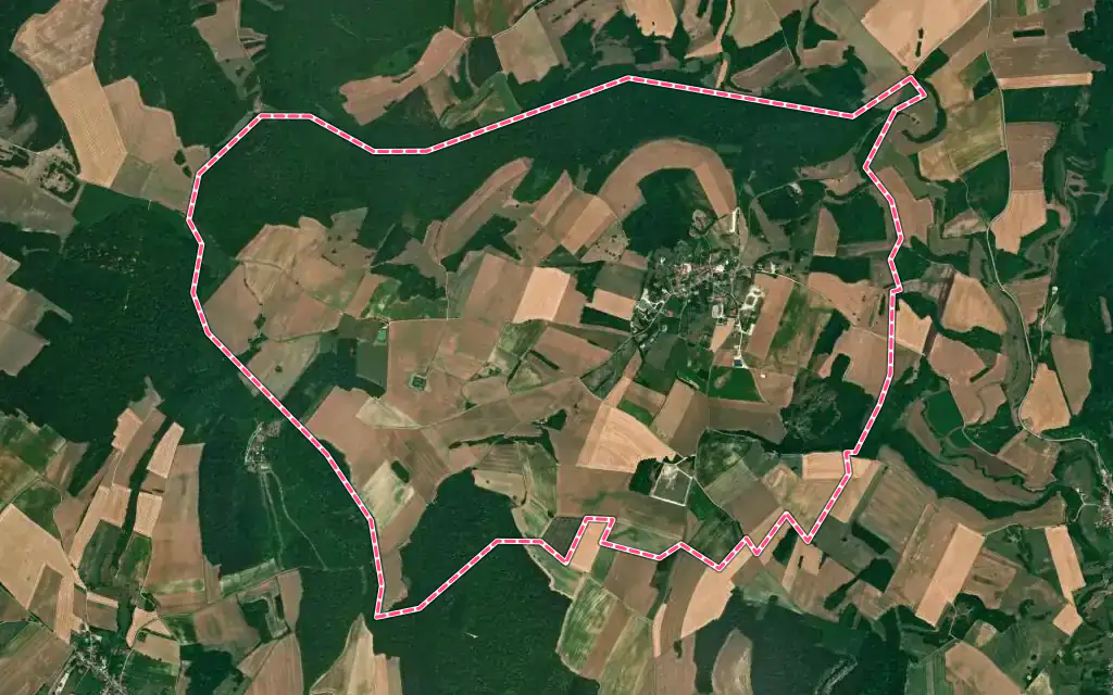 Vue satellite de Argillières avec ses contours administratifs