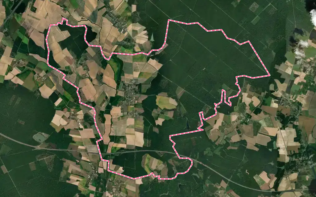 Vue satellite de Argilly avec ses contours administratifs