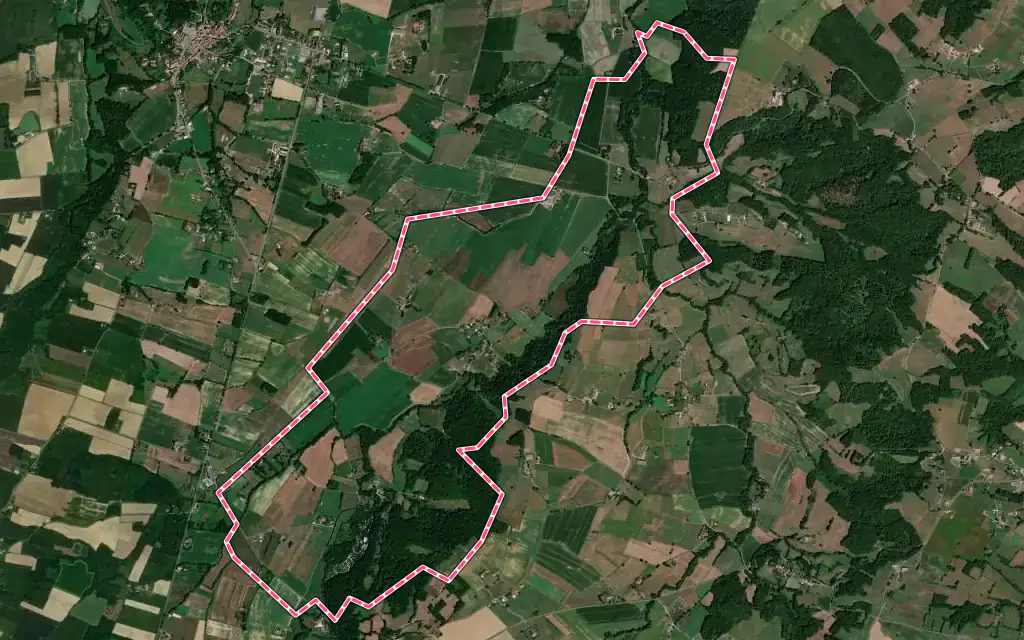 Vue satellite de Aries-Espénan avec ses contours administratifs