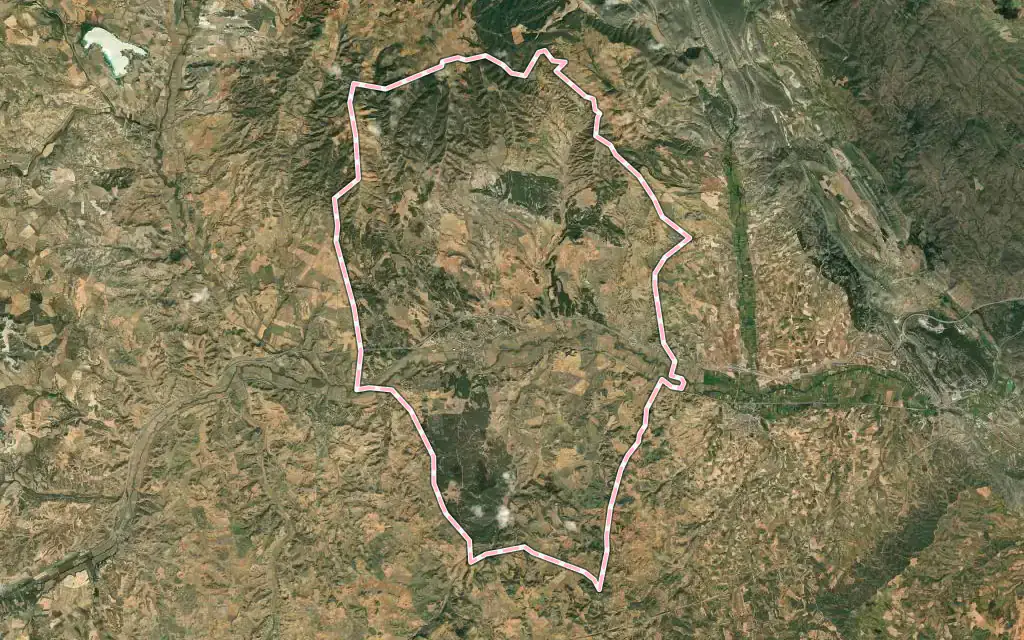 Vista satélite de Ariza con su contorno administrativo