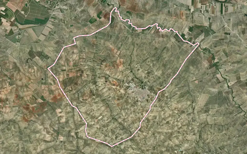 Vista satélite de Arjonilla con su contorno administrativo