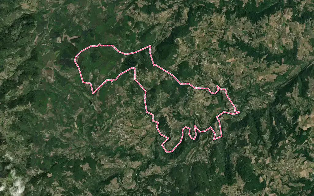 Vue satellite de Arlebosc avec ses contours administratifs