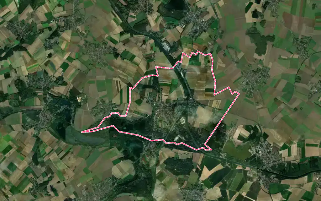 Vue satellite de Arleux avec ses contours administratifs