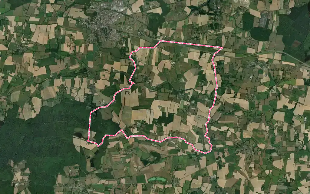 Vue satellite de Armaillé avec ses contours administratifs