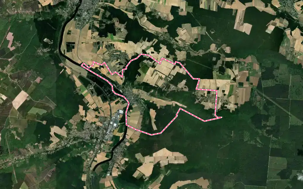 Vue satellite de Armeau avec ses contours administratifs