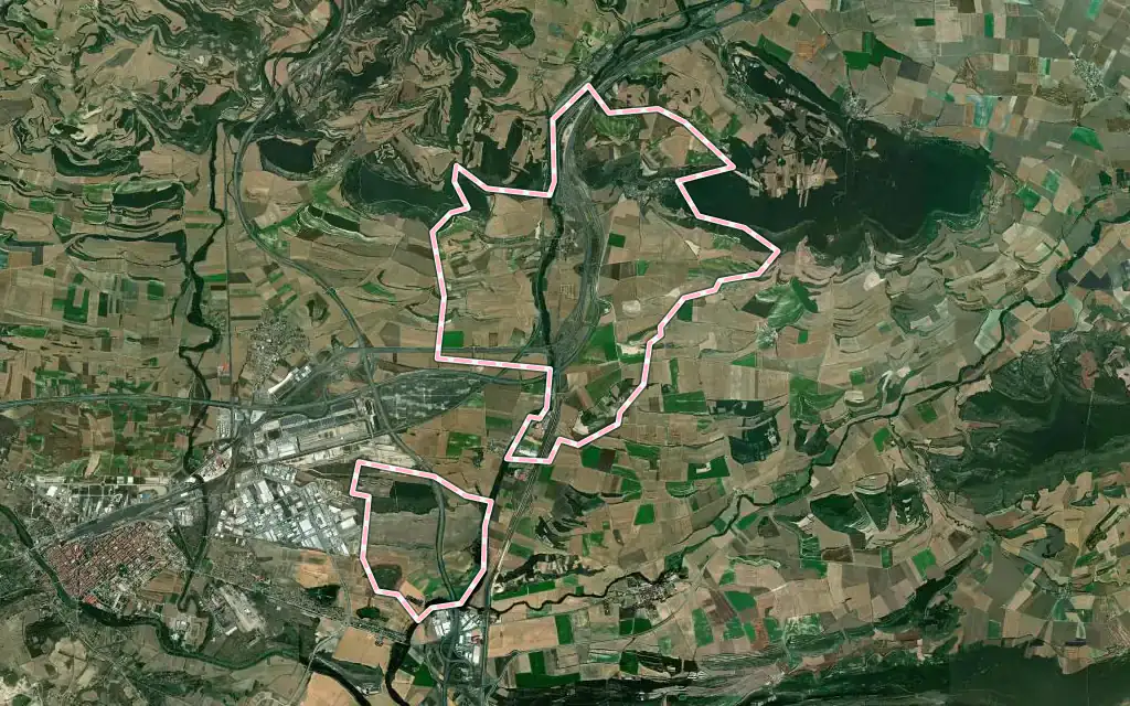 Vista satélite de Armiñón con su contorno administrativo
