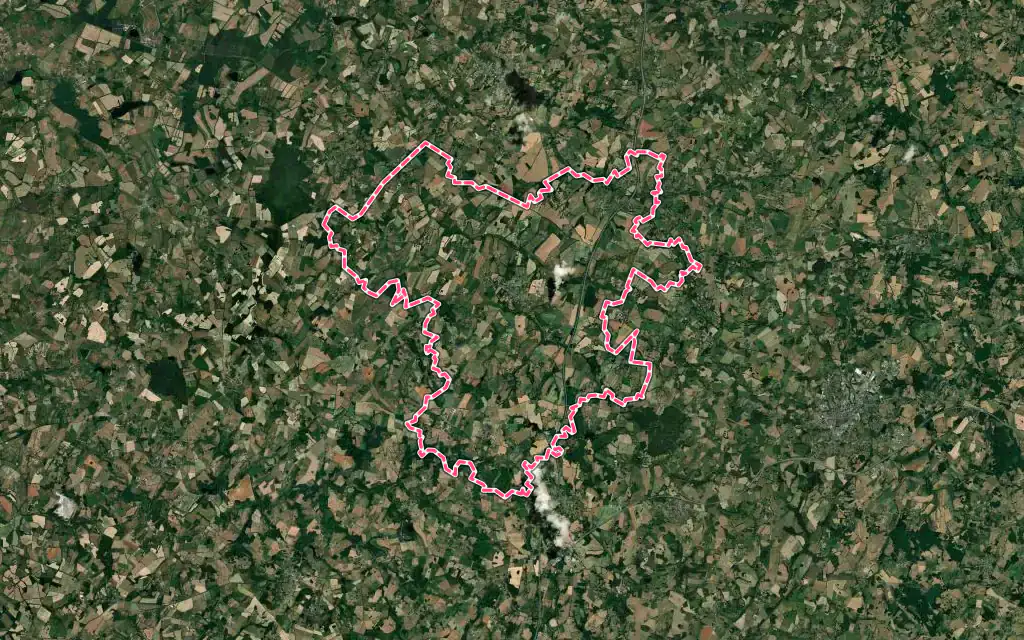 Vue satellite de Arnac-la-Poste avec ses contours administratifs