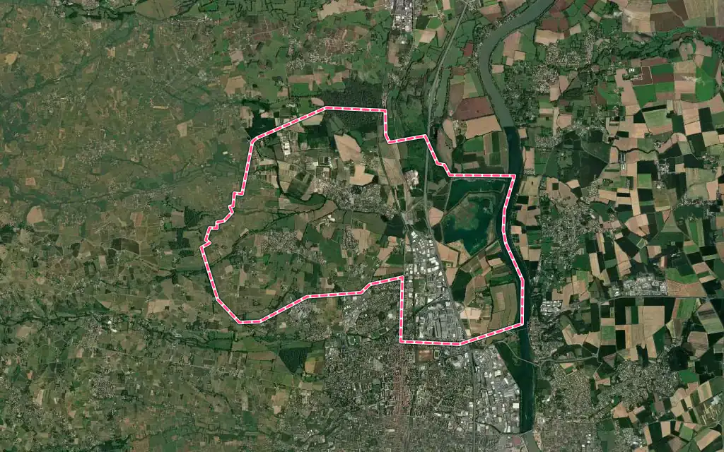 Vue satellite de Arnas avec ses contours administratifs