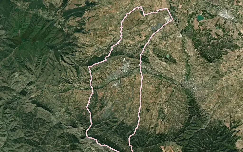 Vista satélite de Arnedo con su contorno administrativo