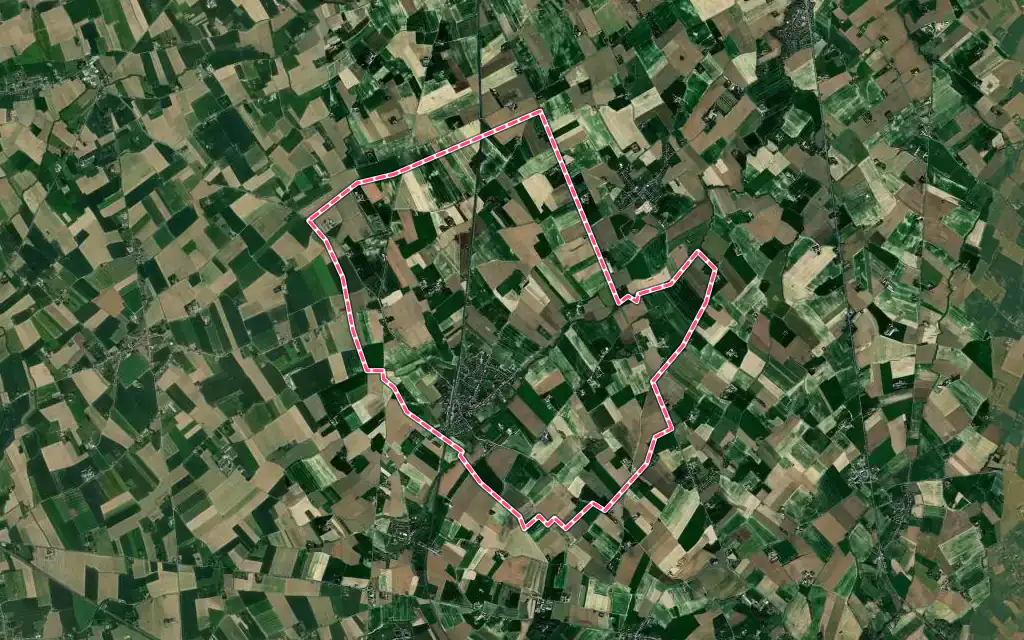 Vue satellite de Arnèke avec ses contours administratifs